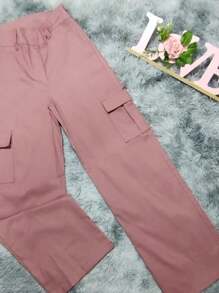 PANTS WITH RIGID GABARDINE CARGO BAGS - Pink - View 4
