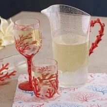 Conjunto 6 Taças De Acrílico Coral Vermelho 450ml - Wolff - Coral - Visão 3
