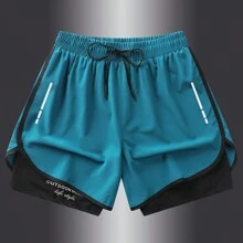 Boyfriend Style Men's Gym Shorts, Running Training Shorts With Quick Dry Inner Lining And 2 In 1 Design For Summer