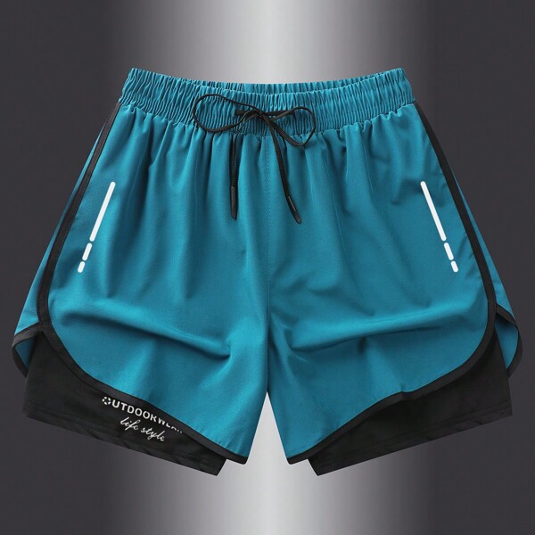 Boyfriend Style Men's Gym Shorts, Running Training Shorts With Quick Dry Inner Lining And 2 In 1 Design For Summer