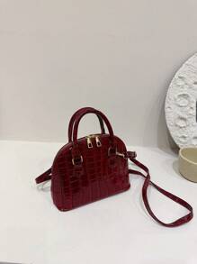 女士时尚简约手提包、单肩包、休闲斜挎包，送给妈妈的礼物，时尚酒红色钱包 - 酒紅色 - 查看 5