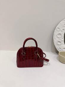 女士时尚简约手提包、单肩包、休闲斜挎包，送给妈妈的礼物，时尚酒红色钱包 - 酒紅色 - 查看 6