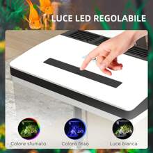 Acquario da 13L a Illuminazione LED con Fori di Ventilazione e Pompa Silenziosa, Vasca per Pesci in Vetro HD e ABS, 29L x 20P x 30.5A cm, Bianco e Trasparente - Trasparente - Visualizzare 5
