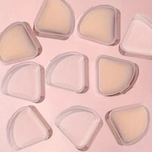 Caja de almacenamiento para 2/6/10 borlas de polvo, contenedor de almacenamiento de borlas de polvo de belleza, conveniente para salir, caja de almacenamiento esencial para viajes, caja de almacenamiento de cosméticos, puede almacenar monedas y artículos pequeños, multifuncional para uso doméstico - transparente - Ver 2