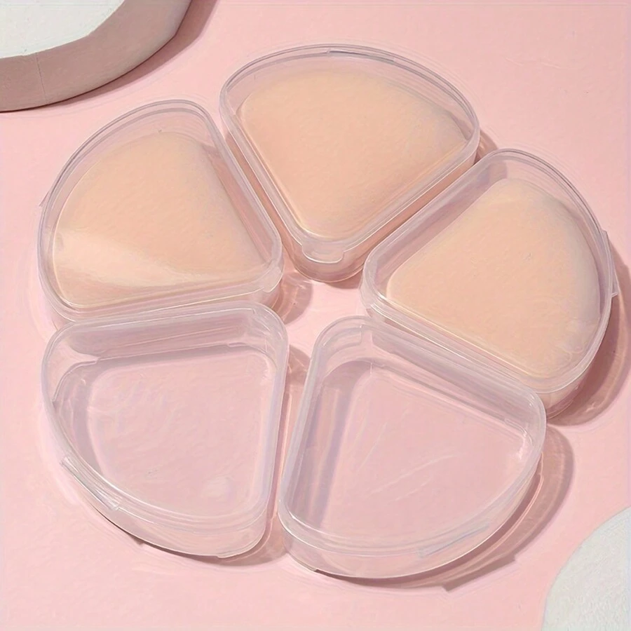 Caja de almacenamiento para 2/6/10 borlas de polvo, contenedor de almacenamiento de borlas de polvo de belleza, conveniente para salir, caja de almacenamiento esencial para viajes, caja de almacenamiento de cosméticos, puede almacenar monedas y artículos pequeños, multifuncional para uso doméstico - transparente - Ver 1
