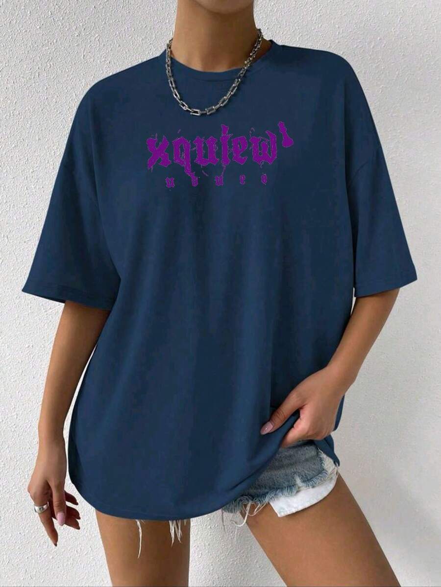 Plus Size T-Shirts - Màu xanh hải quân - Xem 1