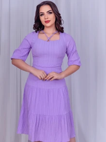 Women Dresses - 紫丁香色 - 查看 1