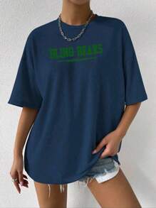Plus Size T-Shirts - 藏蓝色 - 查看 1