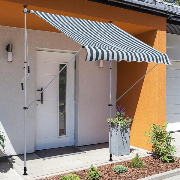 Outsunny Tenda da Sole 2x1.5m per Esterno a Rullo con Manovella, Telaio Telescopico e Angolazione Regolabile