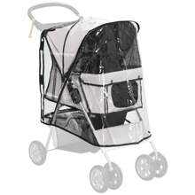 PawHut Dog Stroller Rain Cover, Cover For Dog Pram Stroller Buggy W/ Rear Side Entry - White - View 3