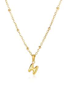 精致泡泡字母吊坠配饰优雅时尚 26 个英文字母首字母吊坠项链女士 - 金黃色 - 查看 21