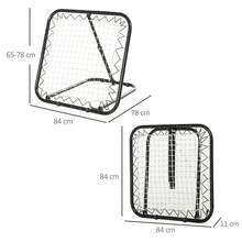 HOMCOM Angle Adjustable Rebounder Net Goal Training Set Suitable For Football, Baseball, Basketball Daily Training Black - 78L X 84W X 65-75H Cm - Black - View 9
