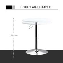 HOMCOM Bar Table Φ60cm Adjustable Height Round Bistro Table W/ Swivel Top Metal Frame Counter Surface Stylish Kitchen Conservatory White - White - View 5