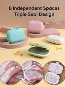 1pc 8 Compartments Daily Pill Box, Portable Weekly Travel Pill Organizer, Pocket Pill Container, Wallet Pill Dispenser For Vitamins And Fish Oil, Moisture-Proof Box For Pills, Suitable For Carrying, Essential For Travel