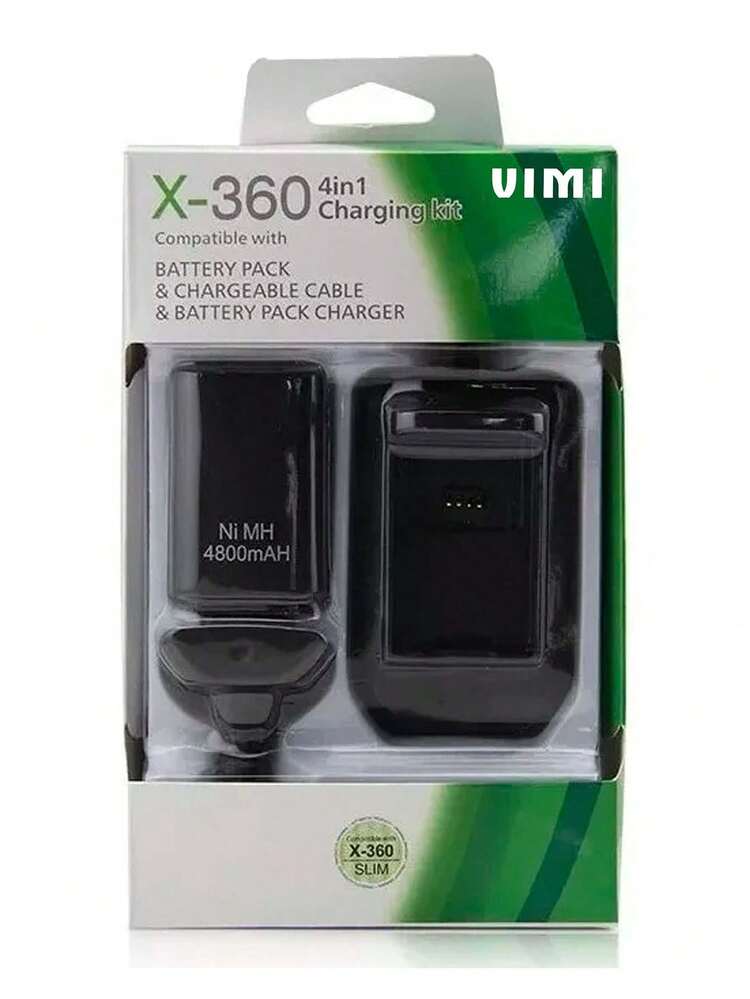 Kit Carga Y Juega Para Consola 360  Con Bateria De 4800mha - Negro - Añade 1