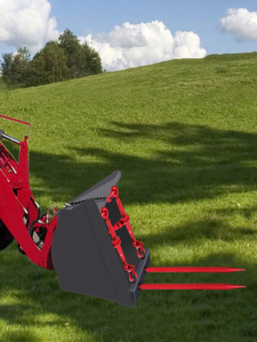 43" Hay Bale Spear Attachment, 3000 LB Capacity, Front Skid Steer