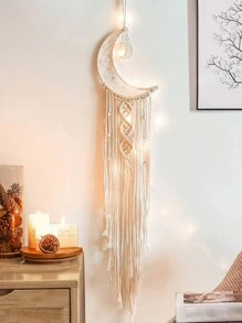 1 Pièce Attrape-rêve À Étoile Et Lune De Lumière De Chaîne Led À Télécommande 8 Fonctions , Cadeau De Collier , Décoration De Maison Bohème Crochetée , Décoration De Chambre Suspendue Murale En Tricot De Dentelle Artisanale Pour Chambre D'amis , Cadeau Pour Femme , Cadeau Pour Mère , Décoration De Crèche , Décoration De Maison , Décoration Murale , Décoration De Chambre