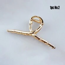 3pcs Women Minimalist Metals Hair Claw Street Y2k Claw Clips Hair Clips Hair Jaw Clip Hair Clamps Hair Clutch Hair Catcher Clip, School Stuff, College Fall Winter Hair Accessories For Women For Vacation Outfits Woman - Gold - View 5