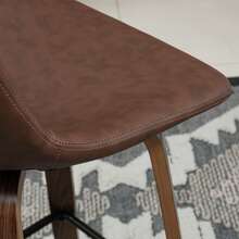 HOMCOM Bar Stools Set Of 2, Breakfast Bar Chairs, PU Leather Upholstered Kitchen Stools With Backs And Wood Legs, Brown - Brown - View 9