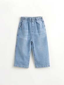 MARC&JANIE Young Boys' Casual Solid Color Straight Leg Jeans, Spring - Light Wash - View 1