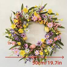 1 stuk 50 cm Pasen Simulatie Ei & Madeliefje Bloem Lauwerkrans ( ) , Schuim Paasei , Bes Bloem , Wilgenblad Handgemaakt Lauwerkrans , Pasen Hangende decoratie