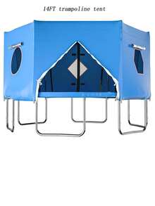 14FT Trampoline Tent, Fits For 14FT Straight Pole Round Trampoline, Trampoline Tent Cover (Fit For 6 Straight Pole Trampoline, Tent Only) Blue,Adult Party Games Suitable For Halloween/Christmas/Thanksgiving - Blue - View 6