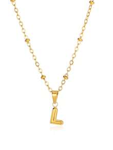 精致泡泡字母吊坠配饰优雅时尚 26 个英文字母首字母吊坠项链女士 - 金黃色 - 查看 20
