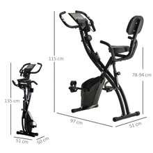 HOMCOM 2-In-1 Foldable Exercise Bike Recumbent Stationary Bike 8-Level Adjustable Magnetic Resistance With Pulse Sensor LCD Display - Black - View 4