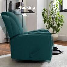 Harkawon Swivel Rocker Recliner Chair, Glider Rocker Recliner, Rocking Chair Nursery, Fabric Chair With High Back, Deep Seat, For Living Room, Bedroom - Green - View 4