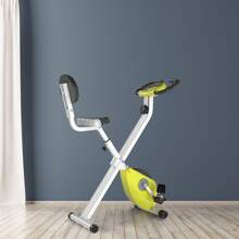 HOMCOM Exercise Bike Fitness Bicycle Indoor Trainer Foldable 8-Level Magnetic Resistance Adjustable W/LCD Monitor Pulse Sensor - Yellow - View 2