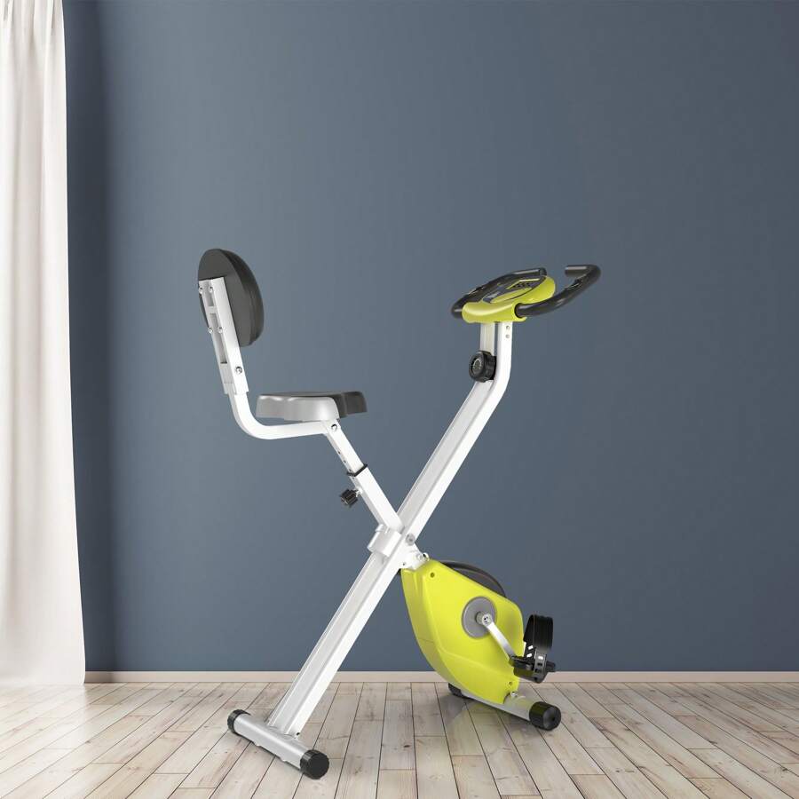 HOMCOM Exercise Bike Fitness Bicycle Indoor Trainer Foldable 8-Level Magnetic Resistance Adjustable W/LCD Monitor Pulse Sensor