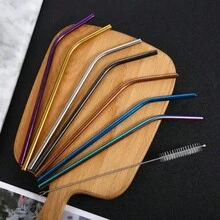 304 Stainless Steel Straws Set, Creative Colored Metal Straws For Bubble Tea, Beverage, Coffee - Rose Gold - View 4