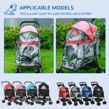 PawHut Dog Pram Rain Cover, Cover For Dog Stroller Buggy, With Front, Rear Entry - White - View 7