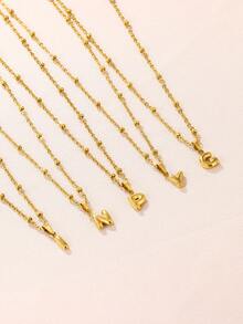 精致泡泡字母吊坠配饰优雅时尚 26 个英文字母首字母吊坠项链女士 - 金黃色 - 查看 5