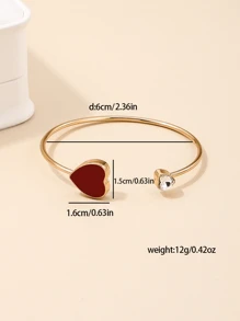 1pc Fashionable & Unique Metal Red Heart Shaped Bracelet, Suitable For Valentine's Day Gift, Romantic Dinner, New Year's Gift And Daily Wear Valentines,Mom,Mother,Mother's Day,Gift - Red - View 5
