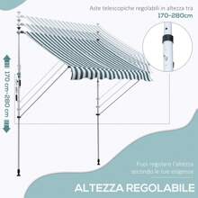 Outsunny Tenda da Sole 2x1.5m per Esterno a Rullo con Manovella, Telaio Telescopico e Angolazione Regolabile