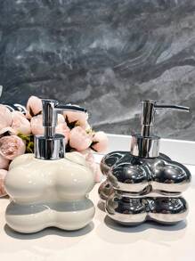 1 Peça Dispenser de Sabonete Líquido para Banheiro, Feito de Cerâmica Prateada, Adequado para Garrafa de Gel de Banho, Garrafa de Shampoo, Dispenser de Sabonete com Bomba, Decoração de Banheiro Doméstico, Decoração de Outono, De Volta às Aulas