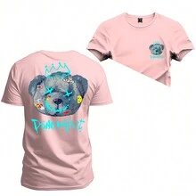 Premium Cotton Printed T-Shirt Comfortable Whith Front Back - Màu Hồng baby - Xem 1