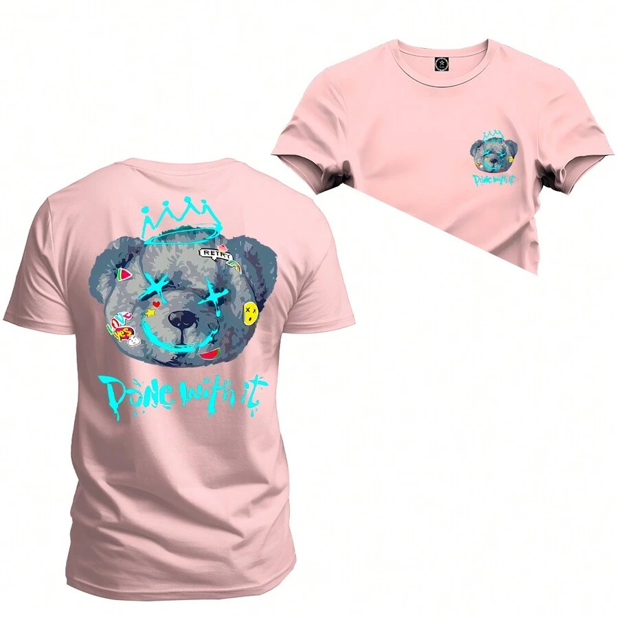 Premium Cotton Printed T-Shirt Comfortable Whith Front Back - Màu Hồng baby - Xem 1