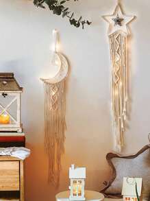 1 Pièce Attrape-rêve À Étoile Et Lune De Lumière De Chaîne Led À Télécommande 8 Fonctions , Cadeau De Collier , Décoration De Maison Bohème Crochetée , Décoration De Chambre Suspendue Murale En Tricot De Dentelle Artisanale Pour Chambre D'amis , Cadeau Pour Femme , Cadeau Pour Mère , Décoration De Crèche , Décoration De Maison , Décoration Murale , Décoration De Chambre