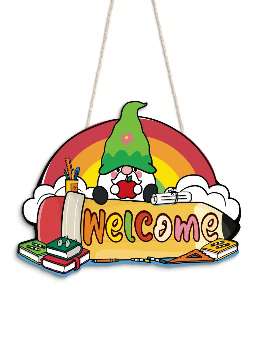 Putuo Decor 1pc Rainbow Shaped Wooden Hanging Sign Decor, Wall