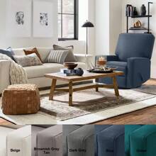 Harkawon Swivel Rocker Recliner Chair, Glider Rocker Recliner, Rocking Chair Nursery, Fabric Chair With High Back, Deep Seat, For Living Room, Bedroom - Blue - View 3