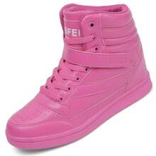 Women's Shoes Hidden Wedges 5.5cm Fashion Sneakers Ankle Boots Bootie Platform Heel High Top Casual Sports - 粉色 - 查看 9