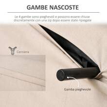 HOMCOM Poltrona Letto 3 in 1 con Schienale Reclinabile in 6 Posizioni e 4 Gambe a Scomparsa, Poltrona Letto Singolo in Tessuto Effetto Lino Traspirante, 94x78x80 cm, Beige - Beige - Visualizzare 7