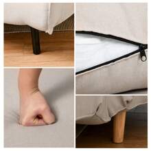 HOMCOM Poltrona Letto 3 in 1 con Schienale Reclinabile in 6 Posizioni e 4 Gambe a Scomparsa, Poltrona Letto Singolo in Tessuto Effetto Lino Traspirante, 94x78x80 cm, Beige - Beige - Visualizzare 8