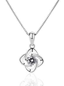 Ensemble de bijoux fleur en zircone cubique en argent sterling 925, boucles d'oreilles et collier, élégant et pour la Saint-Valentin, les rendez-vous, les cadeaux, polyvalent pour les filles