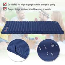 Outsunny 2 Person Camping Inflating Sleeping Mat Inflatable Mattress Ultralight Folding Bed Portable Air Bed For Outdoor Backpacking Hiking Travel - Blue