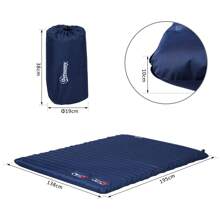 Outsunny 2 Person Camping Inflating Sleeping Mat Inflatable Mattress Ultralight Folding Bed Portable Air Bed For Outdoor Backpacking Hiking Travel - Blue