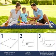 Outsunny 2 Person Camping Inflating Sleeping Mat Inflatable Mattress Ultralight Folding Bed Portable Air Bed For Outdoor Backpacking Hiking Travel - Blue