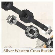 Boho 1pc Ladies' Fashionable Western Cross Buckle Leather Belt With Silver Studs Halloween Summer, School